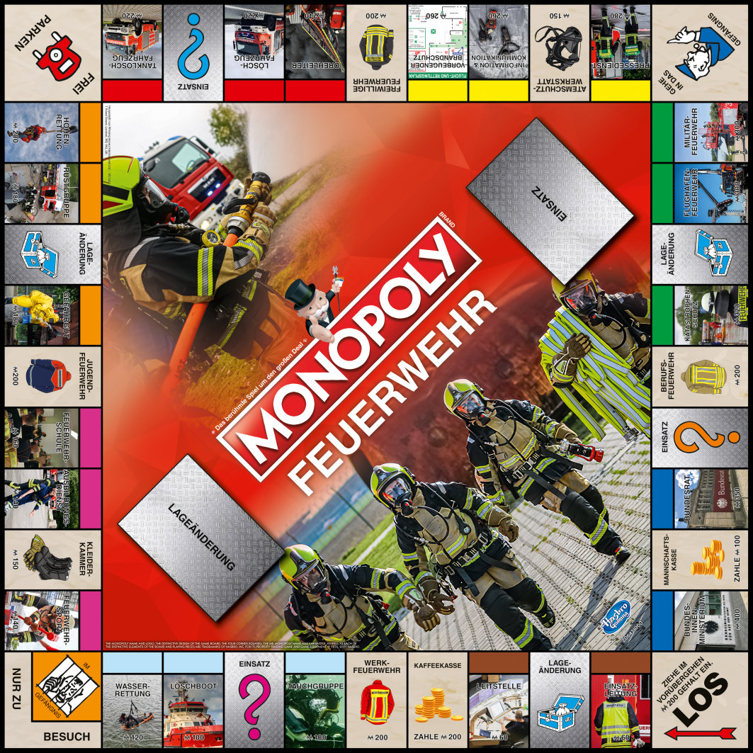 Monopoly Feuerwehr 2021 + Blinky Feuerwehr-Auto Ansteckpin