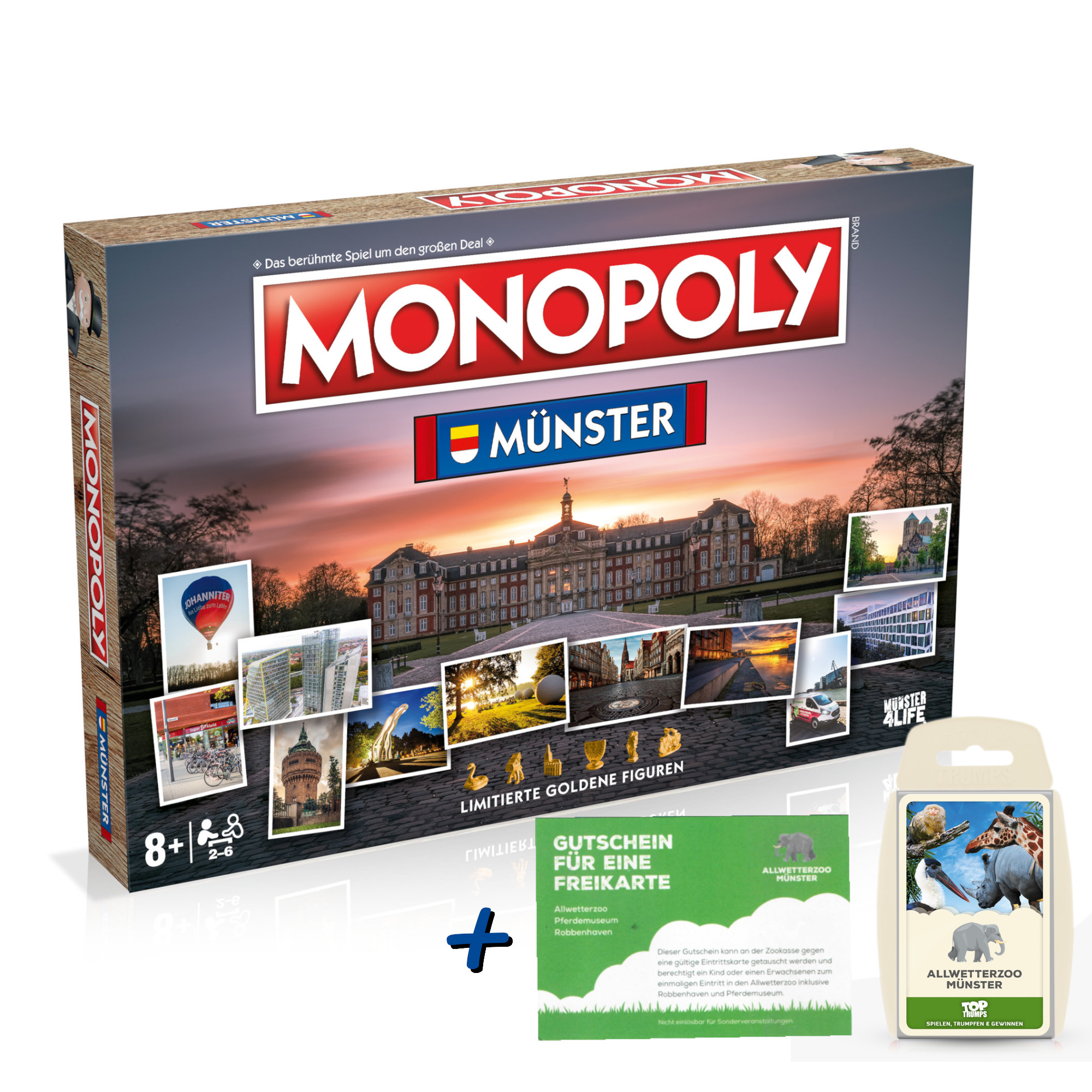 Monopoly Münster inkl. Top Trumps Quartettspiel  + Freikarte Alwetterzoo